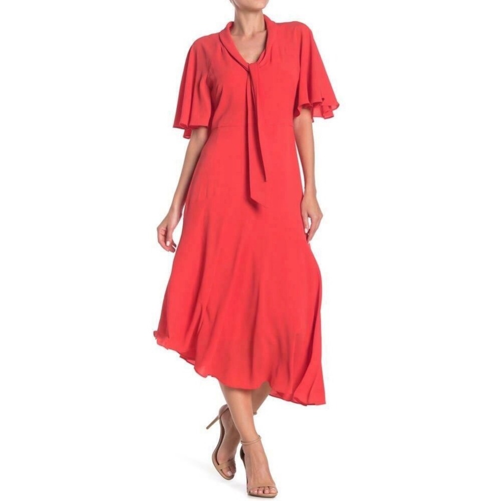 Maggy London whimsi fairy boho Flutter Sleeve Handkerchief Midi Dress NWT 14